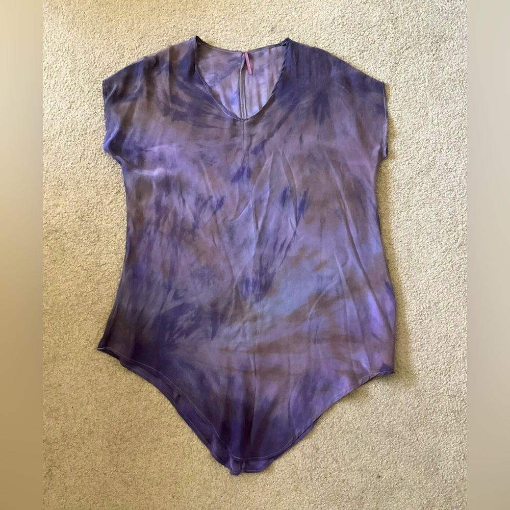 EUC Junim LA Silk Dress Tie Dye Purple * Extra Small